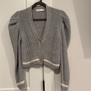 Jonathan Simkhai Gray and Cream Knit Cardigan